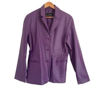 Purple Leather Jacket Classic Style Vintage Wilda